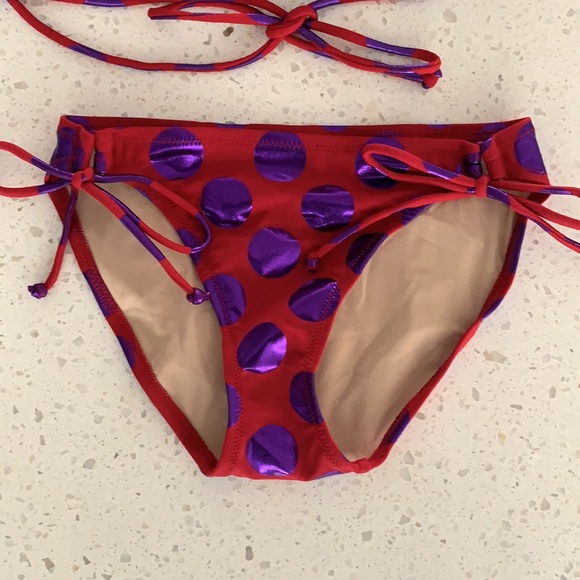 NWOT VICTORIA’S SECRET Red And Purple Metallic Polka Dot Bikini - Picture 3 of 14